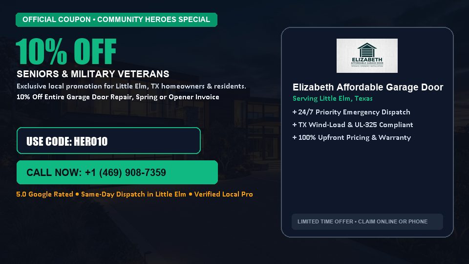 Elizabeth Affordable Garage Door 10% OFF Seniors & Military Veterans